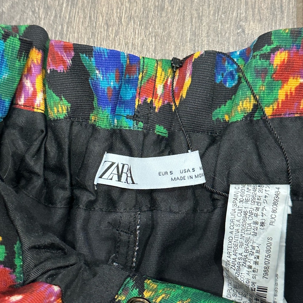 Zara Black Floral Print High Waist Bermuda Shorts Sz S New - Picture 6 of 8